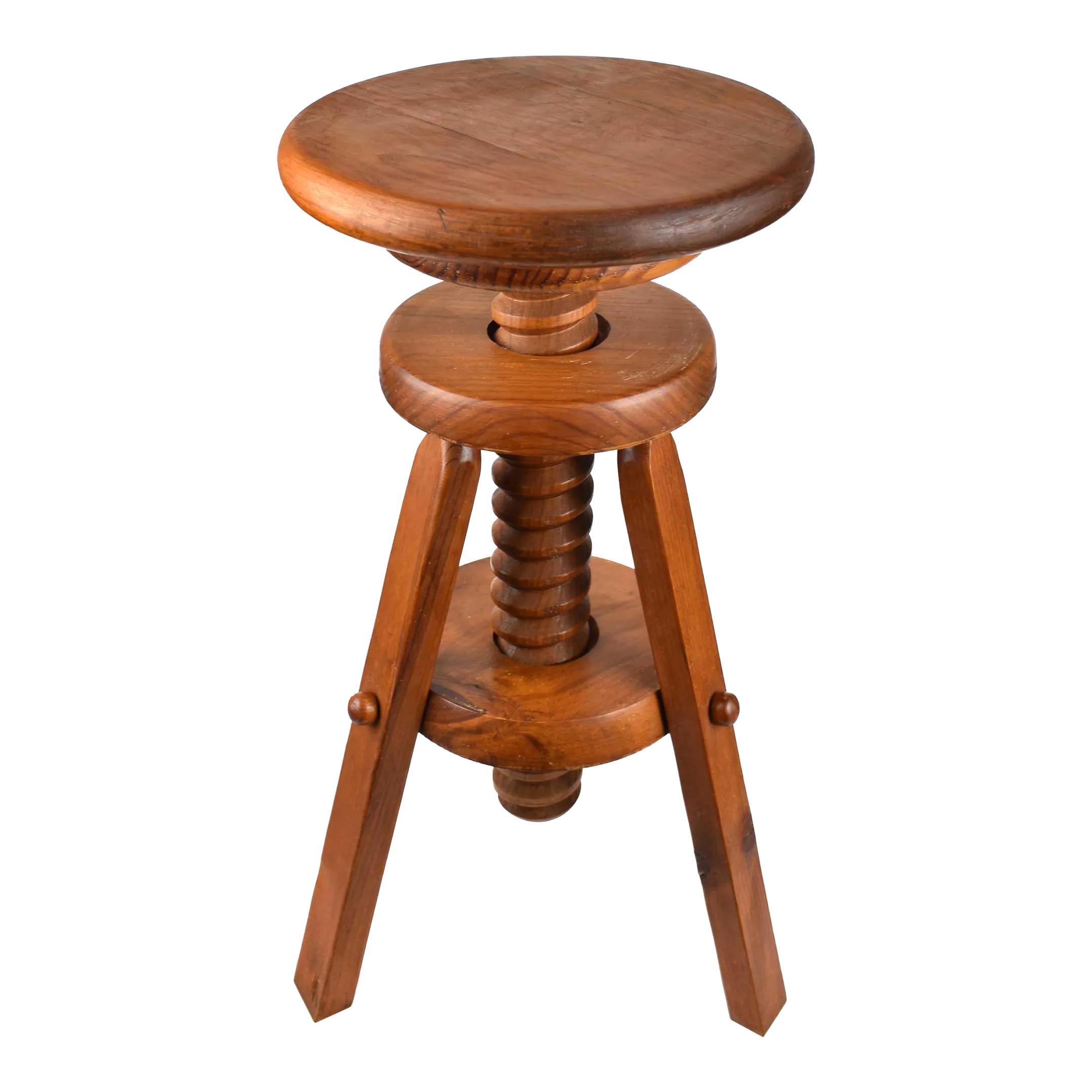 Mid 20th Century Handmade French Wood Screw Adjustable Height