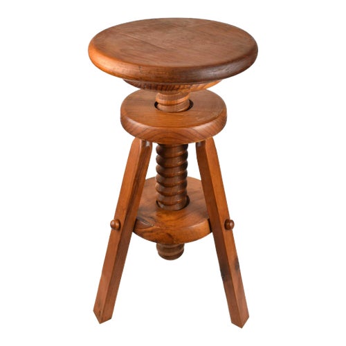Mid 20th Century Handmade French Wood Screw Adjustable Height