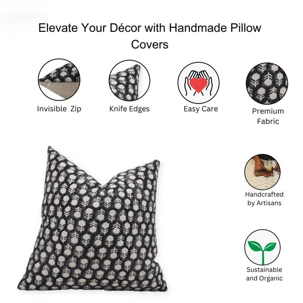 Not Yet Made - Made To Order Fabdivine Block Print Decorative Pillow Cover Home Décor-14x14 Inch Tulsi Buti For Sale - Image 5 of 5