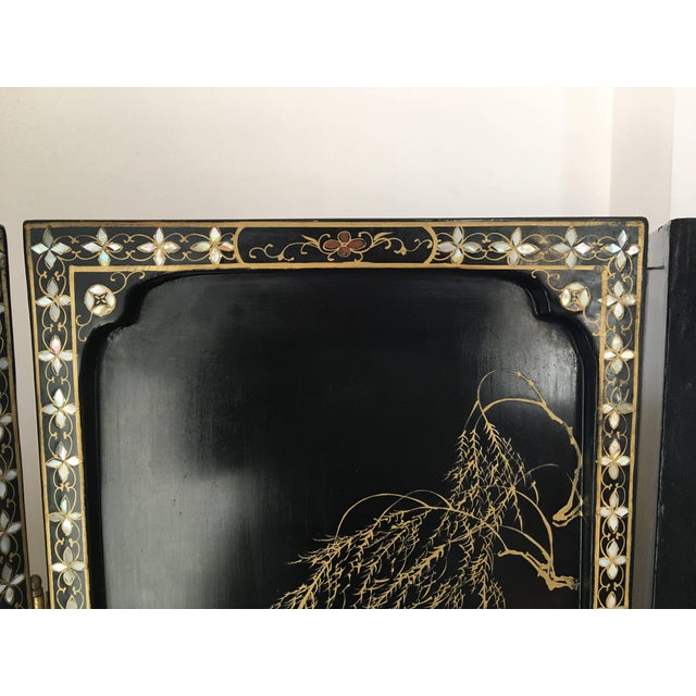 Four-Panel Reversible French Chinoiserie Coromandel Screens Paris, 1920s - a Pair For Sale In Miami - Image 6 of 10