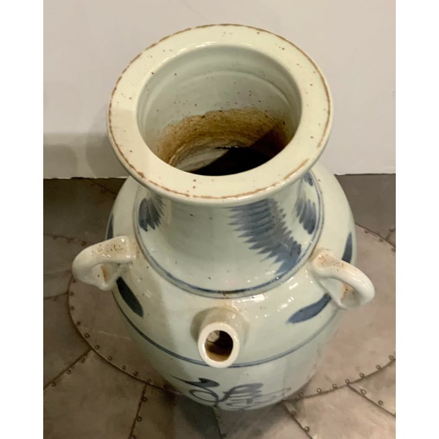 Asian Style White and Blue Glaze Porcelain Prosperity Oil Pot For Sale - Image 4 of 6