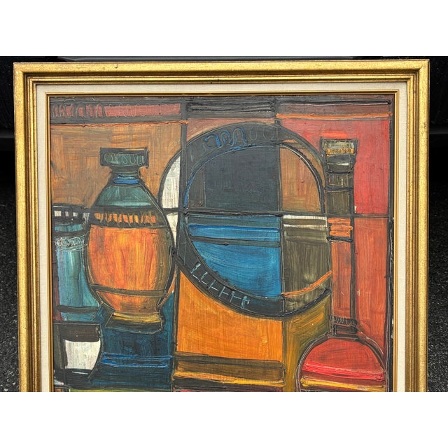 Mid 20th Century Mid 20th C. Cubist Still Life - Original Oil on Board in Period Frame For Sale - Image 5 of 8