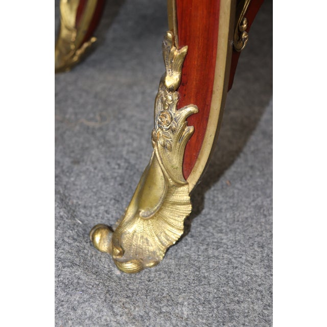 Late 19th Century Signed J.Groschkus Abalone & Mother of Pearl Figural Bronze Bowed Glass Vitrine For Sale - Image 11 of 17