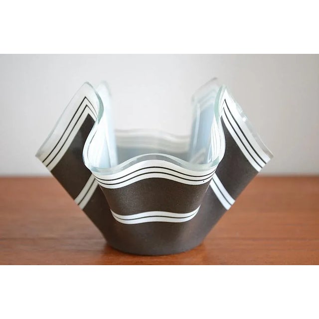 Very nice fazzoletto / handkerchief vase from the 1950s The vase is made of clear glass with a black and white decor Very...