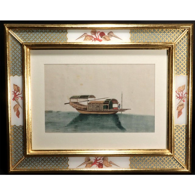 China Trade Watercolor Paintings of Chinese Sampans and Junks- a Set of Twelve For Sale - Image 9 of 11