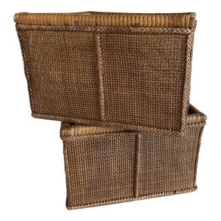 Rattan & Bamboo Weaved Boxes, Pair For Sale