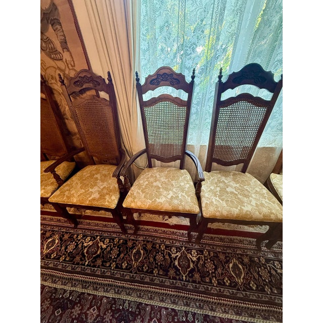 Late 20th Century French Provincial Oak Dining Set — Table With Two Leaves & 6 Cane-Back Chairs For Sale - Image 9 of 9