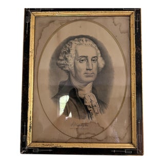 Antique Currier & Ives 19th Century Print of George Washington with Original Antique Wooden Frame For Sale