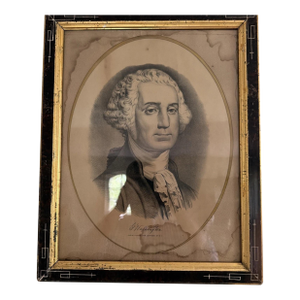 Antique Currier & Ives 19th Century Print of George Washington with Original Antique Wooden Frame