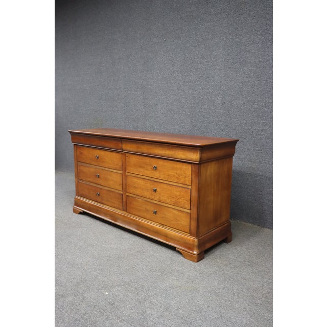 Late 20th Century National Mt. Airy Louis Philippe Style Cherry Double Dresser For Sale - Image 5 of 10