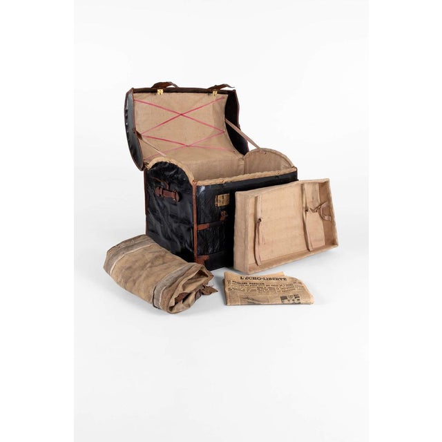 Large Leather Steamer Trunk For Sale - Image 4 of 18