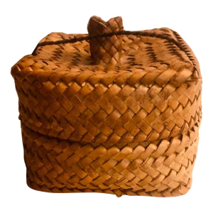 1960s Woven Storage Basket With Twin Handle