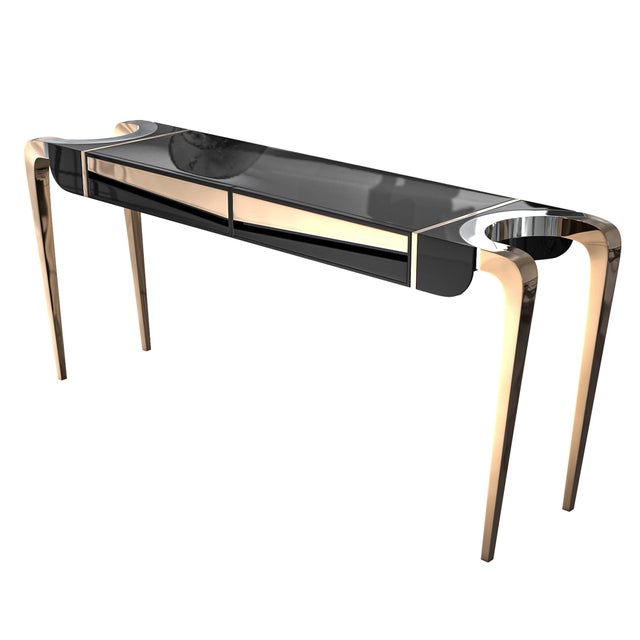 "Paradosso" Credenza With Stainless Steel and Bronze For Sale - Image 4 of 7