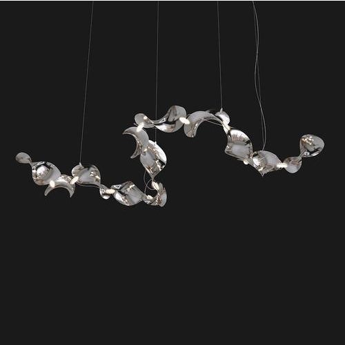 Contemporary Dune 12 Curve Chandelier in Aluminum with Silver Anodized Finish by Moss Objects For Sale - Image 3 of 16