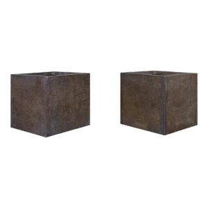 Vintage Bronze Resin Square Planters by Forms and Surfaces - Set of 2