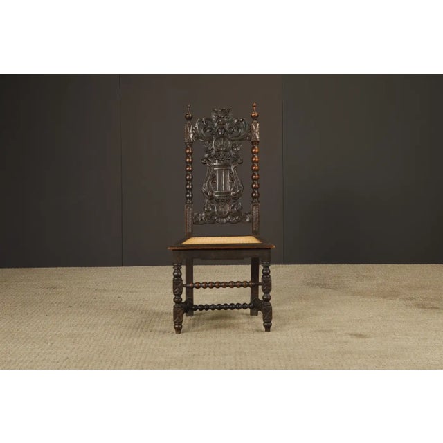 Set of Four 19th Century Renaissance Revival Carved Chairs With Cane Seats For Sale - Image 10 of 17
