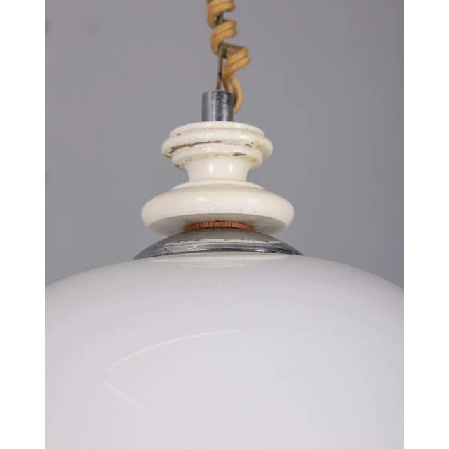 1970s Vintage White and Yellow Glass Pendant, Italy, 1970s For Sale - Image 5 of 8