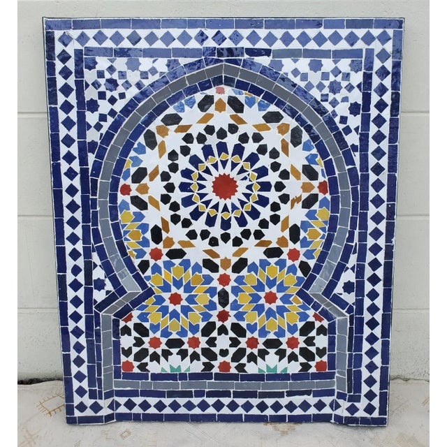Handmade Moroccan Multicolor Mosaic Panel / Grey and Burgundy For Sale In Orlando - Image 6 of 6