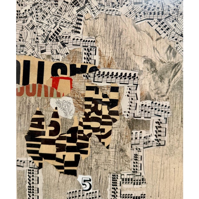 Jiri Kolar, Original Guggenheim Museum Exhibited Jiri Kolar Collage Art Abstract Music Notes, c.1960's-1970's For Sale - Image 10 of 12