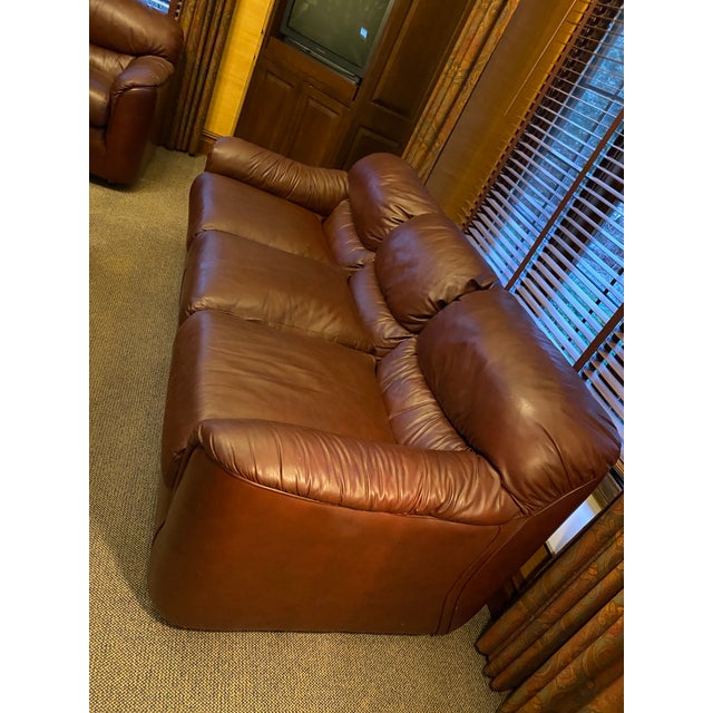 1990s Brown Leather Three Seat Sofa by Leathercraft Chairish