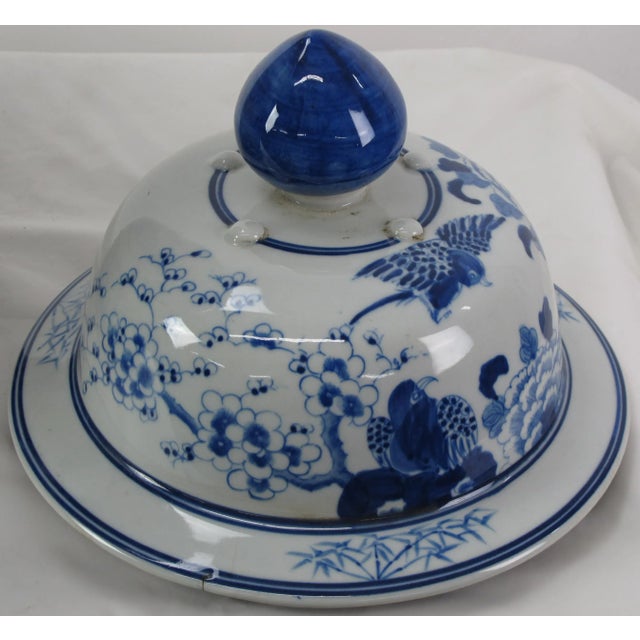 Ceramic Chinese Blue and White Porcelain Ginger Jar With Flowers & Flying Birds For Sale - Image 7 of 13