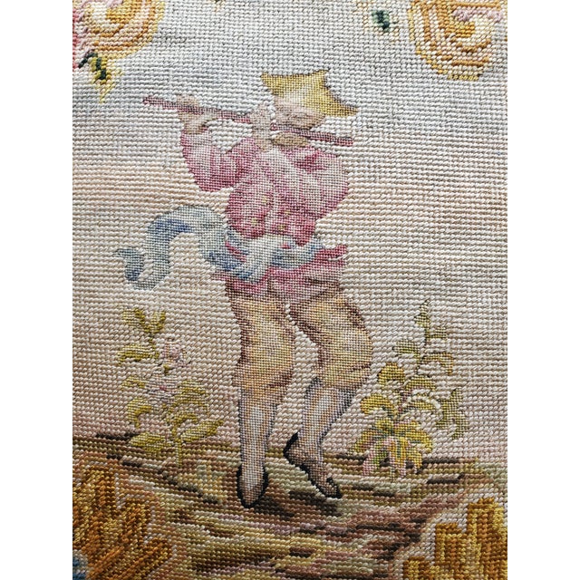 18th Century Antique French Silk Chinoiserie Floral Petit Point Pillow For Sale - Image 4 of 5