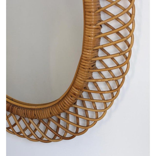 Vintage Italian Rattan Wall Mirror, 1960s For Sale - Image 6 of 14