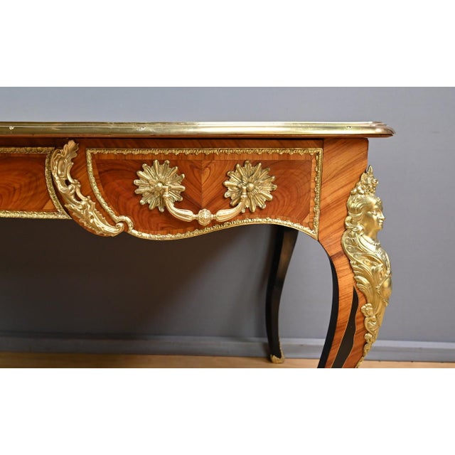 Regency Style Marquetry Desk in Precious Woods, Late 19th Century For Sale - Image 17 of 18