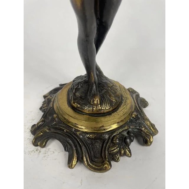 Metal French Antique Style Gilt Bronze Candelabra, 1950s For Sale - Image 7 of 9