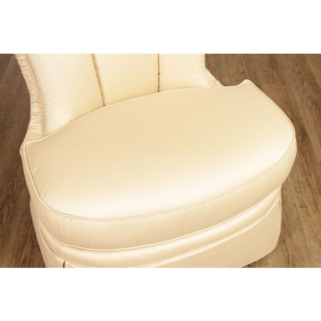 Wood Century Furniture Pair of Upholstered Slipper Chairs For Sale - Image 7 of 18