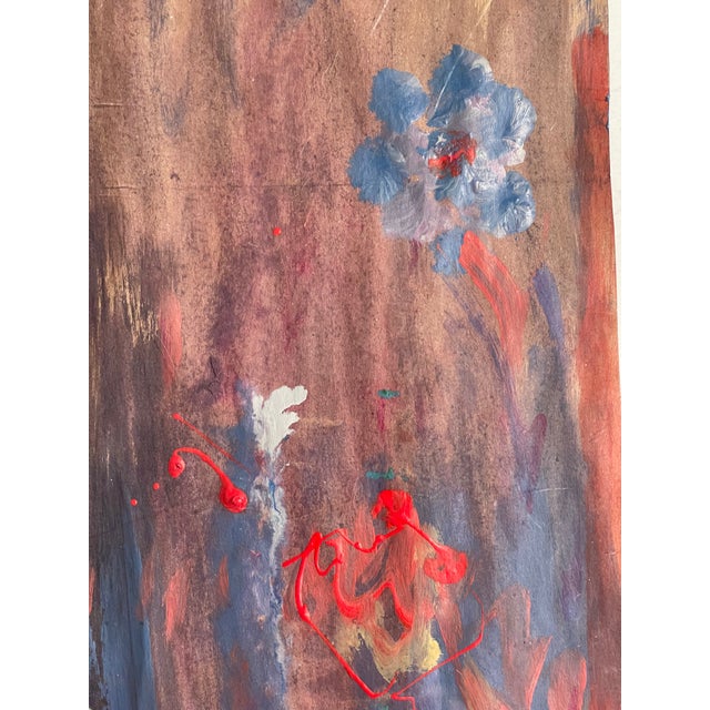 Abstract 1970s Abstract Modern Acrylic on Brown Paper Painting Framed For Sale - Image 3 of 4