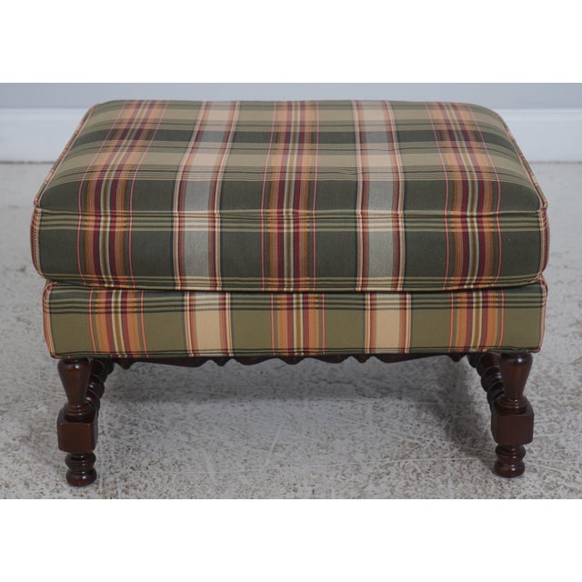 Southwood Plaid Upholstered Country Wing Chair & Ottoman For Sale - Image 14 of 18