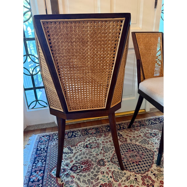 Baker Furniture Company Pair of Baker Milling Road Occasional Chairs With Caning, 21st Century For Sale - Image 4 of 10