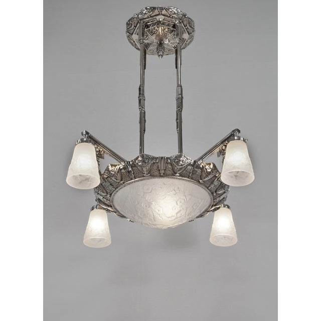 Atelier Petitot French Art Deco Chandelier by Petitot & Muller Freres 1930 France For Sale - Image 4 of 15