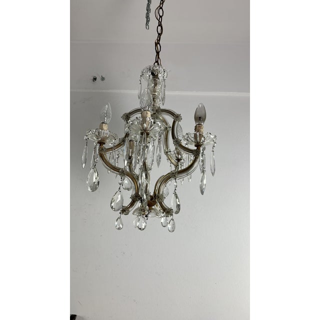1950s Mid-Century Italian 5-Light Crystal Chandelier, 1950s For Sale - Image 5 of 7