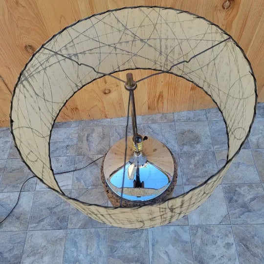 Chrome Mid Century Modern Cork and Chrome Table Lamp For Sale - Image 8 of 10