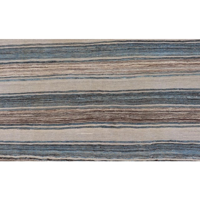 2020s Flat-Weave Kilim Rug by Keivan Woven Arts, Brown and Blue 8'0 X 11'6 For Sale - Image 5 of 13