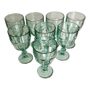 Vintage Libbey Glass Goblets-Set 8-'Spanish Green'