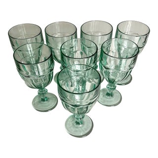 Vintage Libbey Glass Goblets-Spanish Green-Set 8 For Sale