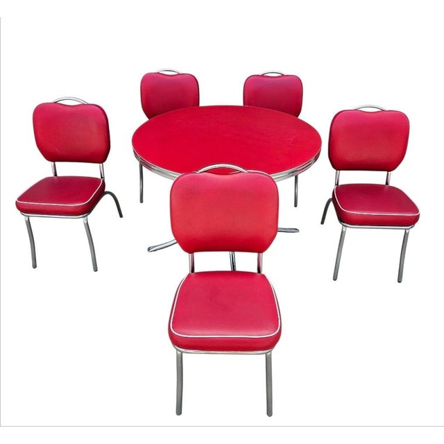 Mid-Century Modern Vintage Table and Chairs Dining Set by Acme For Sale - Image 3 of 18