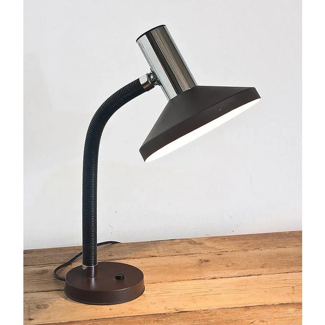 Vintage French Lacquered & Chromed Metal Table Lamp, 1970s For Sale - Image 3 of 4