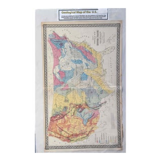 "Antique 1870s g.w. Gray & Son Geological Map of the u.s. (32" X 20") For Sale