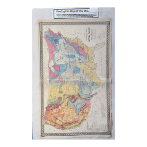 "Antique 1870s g.w. Gray & Son Geological Map of the u.s. (32" X 20")