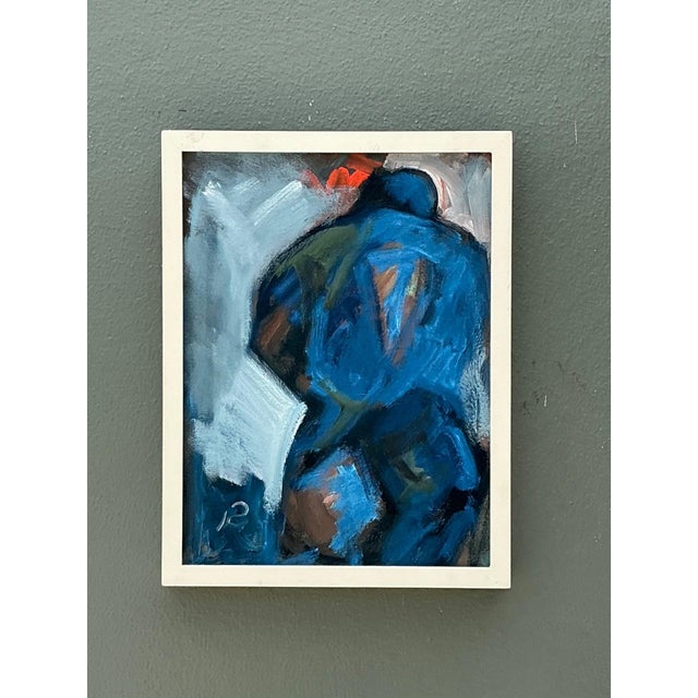 Abstract Blue Figurative Painting on Canvas For Sale - Image 13 of 15