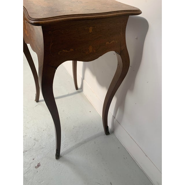 Wood Napoleon III Style Walnut Marquetry Worktable, 20th Century For Sale - Image 7 of 11