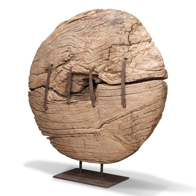 Vintage Rajasthani Wooden Cart Wheel, 1940s For Sale - Image 3 of 7