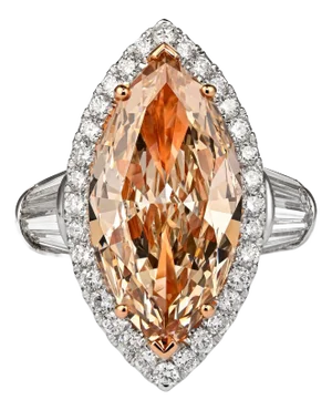 Gia Certified 5.69 Carat Fancy Light Brown-Yellow Marquise Diamond Ring, Size 6.5