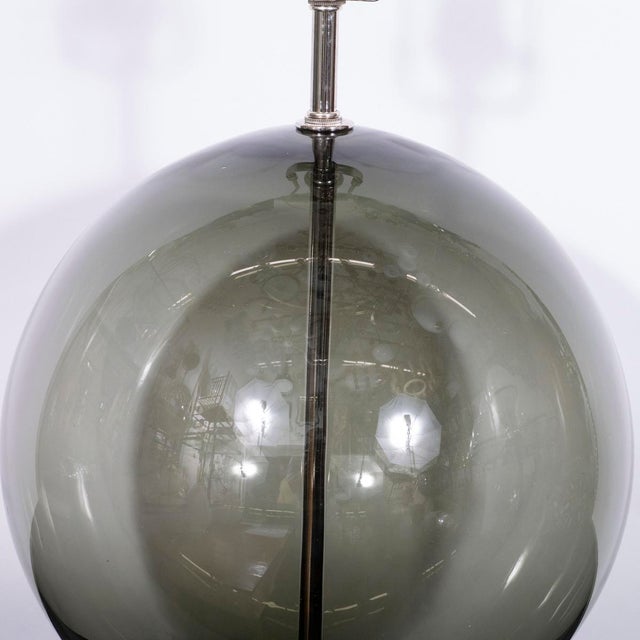 1980s Spherical smoked glass table lamp For Sale - Image 5 of 7