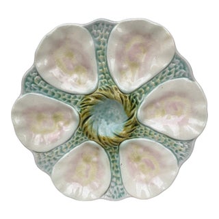 French Majolica Orchies Oyster Plate Circa 1900 For Sale