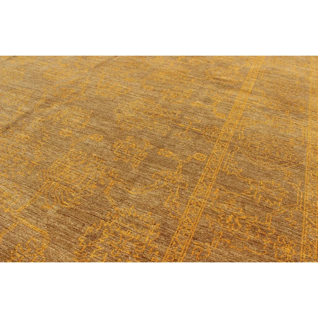 Tan Fine Transitional Rug by Keivan Woven Arts With Stylized Geometric Motifs For Sale - Image 8 of 11